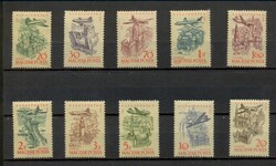 M276 - 1958 Repülő VI. komplett légiposta bélyegsorozat (10 db) - Postatiszta