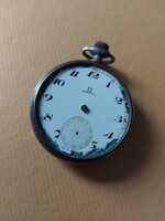 ! Omega ezüst zsebóra alkatrésznek!! / eredeti szerkezete működik, de láthatoan javítandó. 800 as Ag
