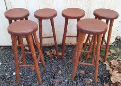 Set of 6 Bar Stools / Beech Wood
