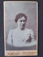 Antik CDV fotó fiatal nő portréja Petrovaradin Pétervárad 1900