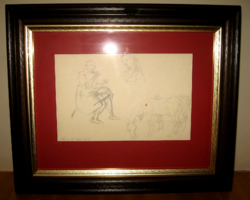 Guaranteed Authentic LÁSZLÓ HOLLÓ /1887-1976/ Sketch with Horse 1940