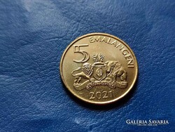 ESWATINI / SZVÁZIFÖLD 5 EMALANGENI 2021 III.MSWATI! CÍMER! RITKA! UNC!
