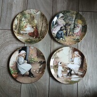 Csodás régi Wedgwood porcelán tányér szett I. (4 db)