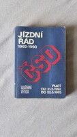 Csehszlovák Államvasutak 1992/1993-as történelmi menetrend
