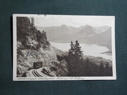 Képeslap,Ausztria,Schafbergbahn fogaskerekű vasút,Sankt Wolfgang településére és a Wolfgang,1931-