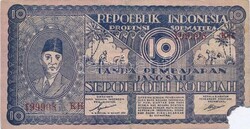 10 rupia rupiah 1947 Indonézia