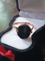 Zee Lane black gemstone rose gold-colored ring size 54