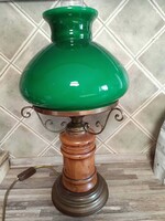 Vintage stílusú asztali lámpa ( Lüszterlámpa) Zöld búrás szalonlámpa Bankárlámpa / Könyvtárlámpa