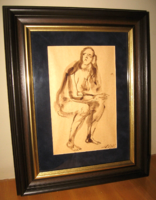 Wonderful Guaranteed Authentic LÁSZLÓ HOLLÓ /1887-1976/ NUDE 1937