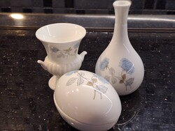 Gyönyörű antik/vintage Wedgwood „Ice Rose” angol porcelán szett (3 darab)