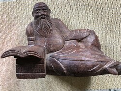 Egzotikus fábol faragott kínai bölcs/ buddha