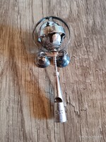 Vintage silver baby rattle with whistle