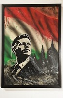 Magyar Péter – politikai street art festmény, A2, stencil / spray, keretezve