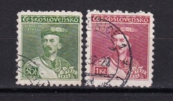 1938 Csehszlovákia Pecsételt Bélyegsor Miroszláv Tirs születésének 100. évfordulója