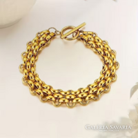 Luxury, sophisticated characterful uncommon 316L stainless steel bracelet 18 ct gold plated