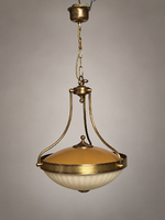 Reccagni Angelo L 3026/3 Italian Brass Chandelier with Scavo Glass Shade