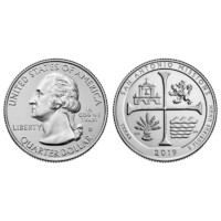 USA,quarter dollar 2019 D - San Antonio Missions aUNC+ réz