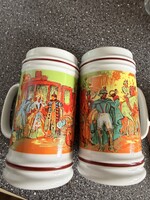 Hollóhàzi porcelàn - Magyar Posta emlék korsó 2 db