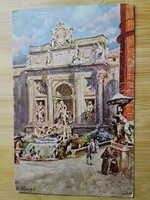 Olaszország, Róma, Palazzo Poli,Trevi-kút, művész lap, postatiszta