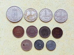 Magyarország 11 db Különböző Érme 2 10 Fillér 1 2 Pengő 1894-1944