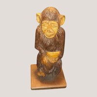 Carved Wooden Monkey Figurine