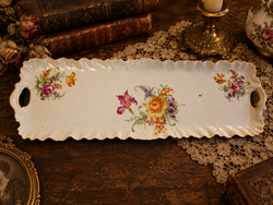 Virágmintás porcelán süteményes kínáló tál vagy tálca