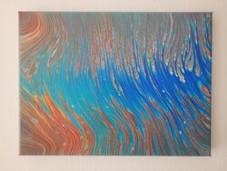 Unique Abstract Acrylic Painting, 30x40 cm Fluid Art Flow