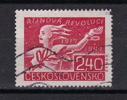 1947 Csehszlovákia 2.40 Pecsételt Bélyeg Az orosz októberi forradalom 30. évfordulója
