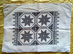 Antique Handwoven Embroidered Linen Pillow Cover, Pure White Home Textile
