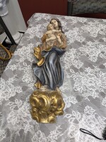Imposing Antique Carved Wooden Madonna Statue