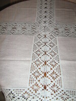 Beautiful crocheted inset blue tablecloth