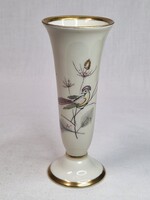 Beautifully Shaped Bird Pattern Painted and Gold-Plated Bavaria Porcelain Vase, Perfect Condition, 12 cm High