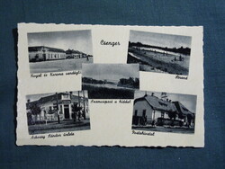 Postcard, Cenger, Inn, Árkossy S. Shop, Post Office, Beach View, Detail, Weinstock Budapest Edition, 1940-
