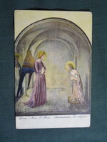 Postcard, religion, Fra Angelico graphics, art, Archangel Gabriel, Virgin Mary, 1920-