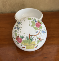 HERENDI PORCELÁN TÖBBSZÍNŰ INDIAI KOSÁR MINTÁS BONBONIER, DOBOZ