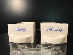 FŰSZERTARTÓ - 2 pcs - PORCELAIN - FAJANSZ - MARKED - 11 x 7 x 5 cm - ANTIQUE
