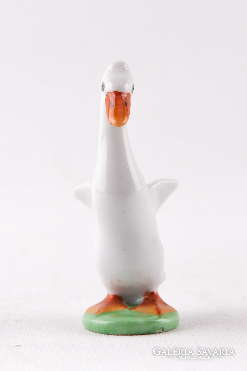 HERENDI, FEHÉR LIBA MADÁR MINIATŰR KÉZZEL FESTETT PORCELÁN FIGURA ...