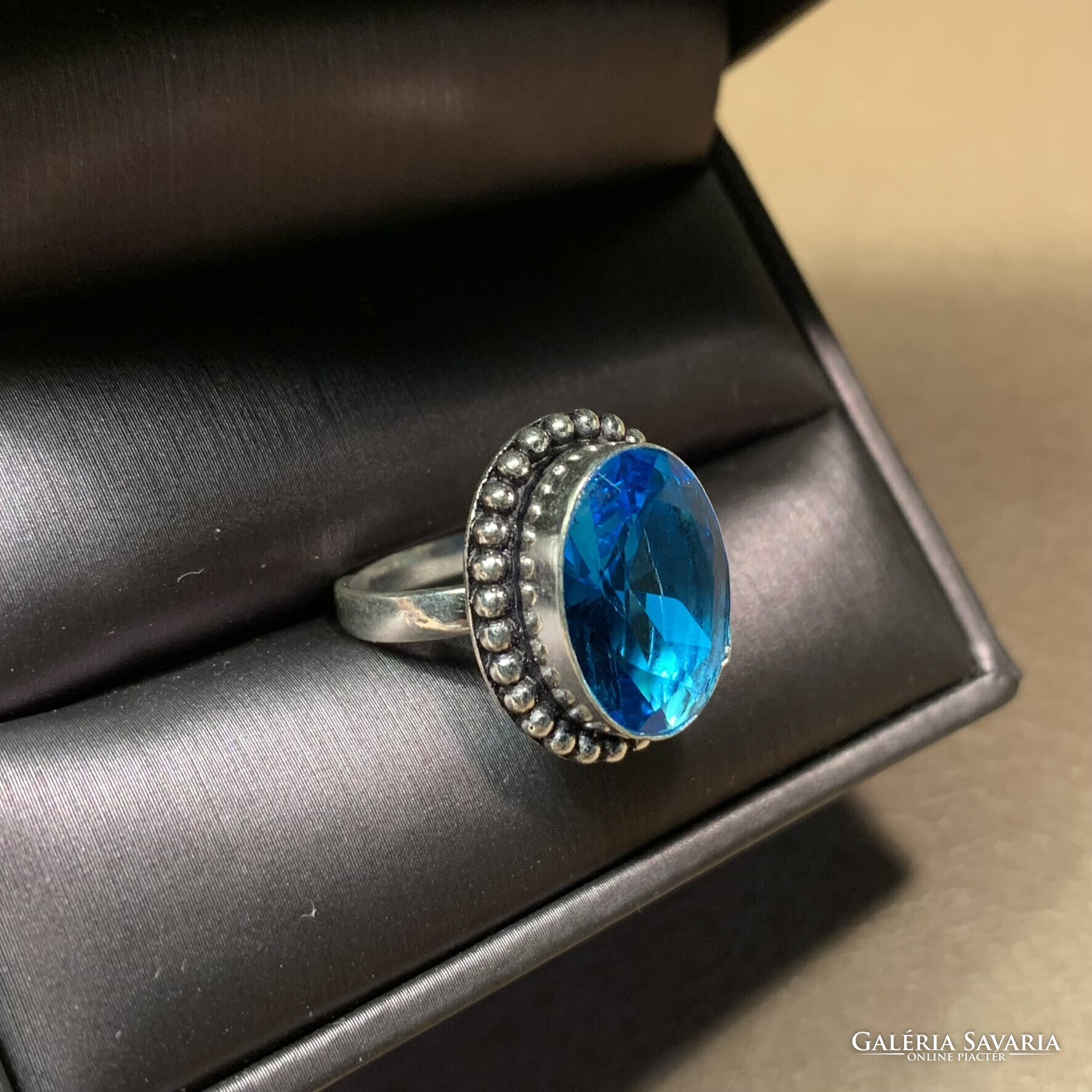 925 Silver Ring with Blue Topaz Stone Size 7 (17.2mm Diameter