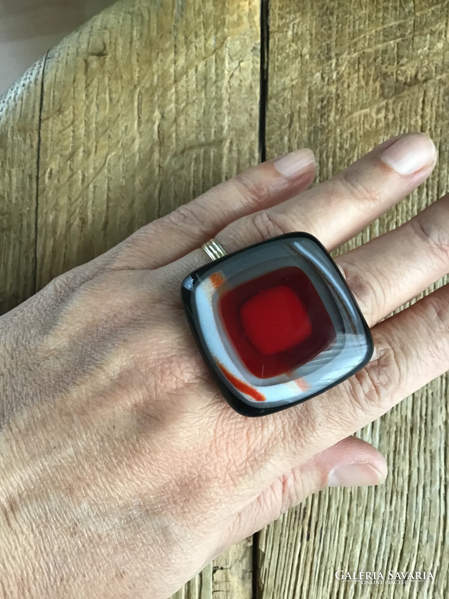 Julie Thévenot Enigma Chunky Glass Ring - Cold Wave | Garmentory