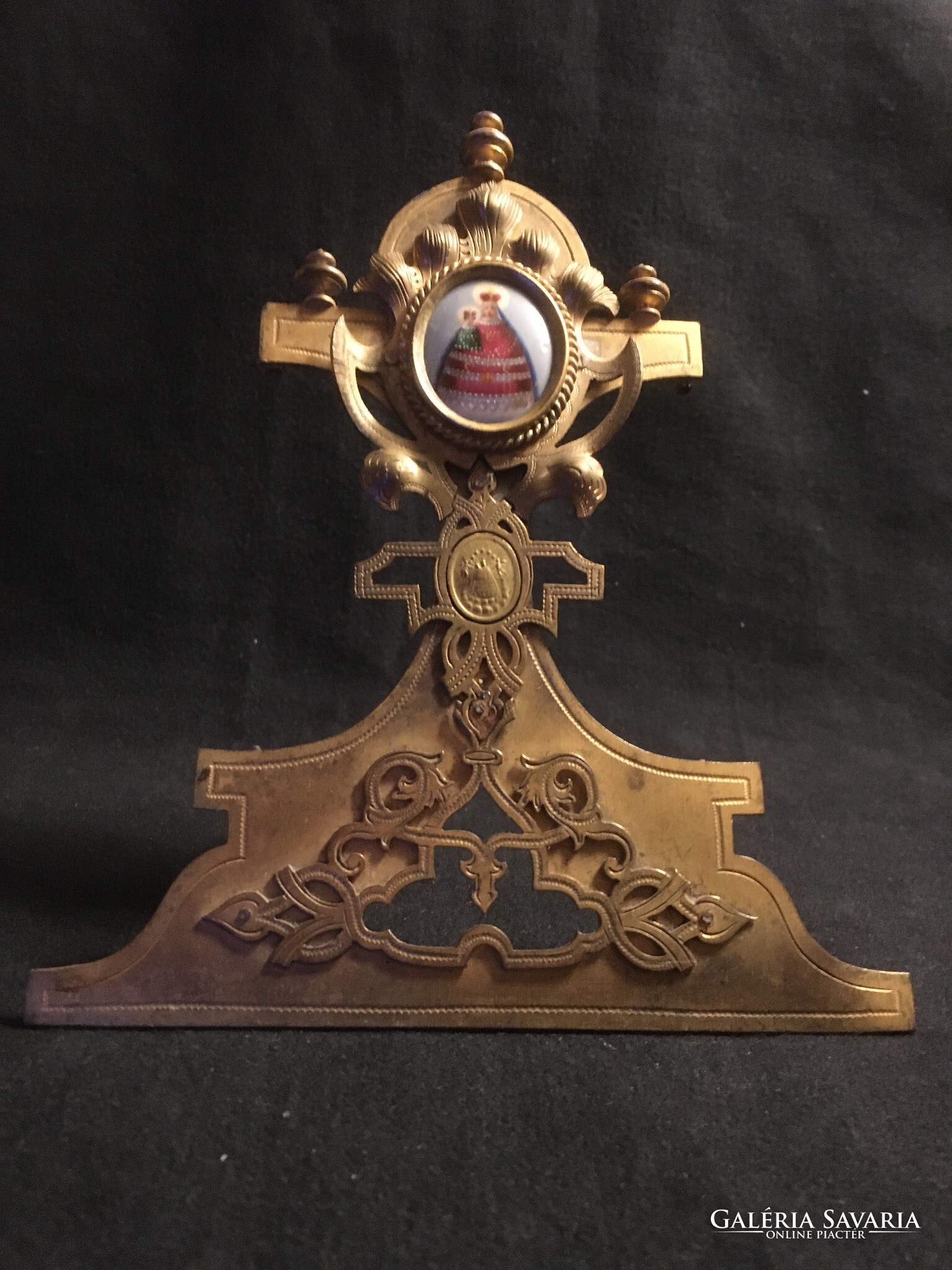 XVIII.sz.i. BAROKK TŰZARANYOZOTT HÁZI OLTÁR!!!! 16x13 cm !!!! - Vallás ...