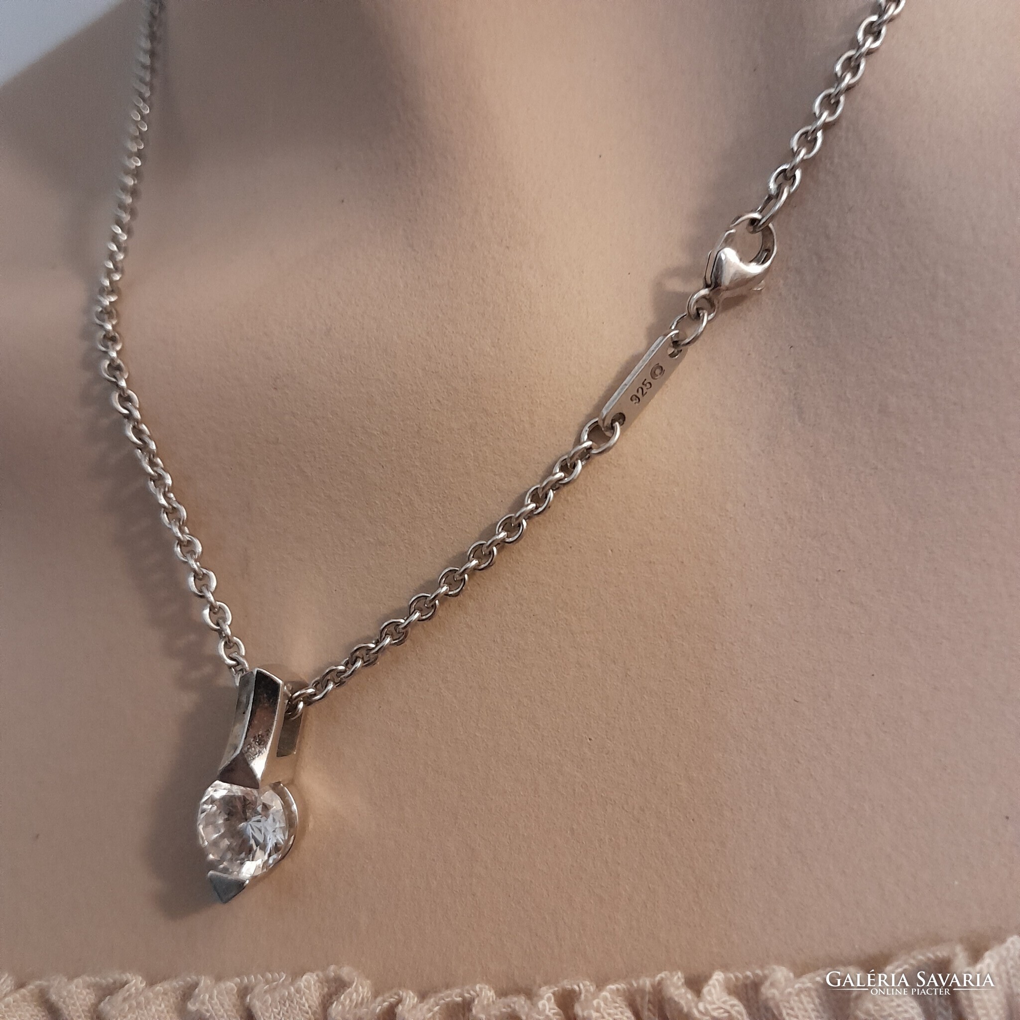 Viventy silver necklace, zirconia stone Sterling