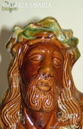 Bust bust of Jesus - glazed ceramic rare!