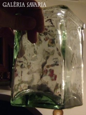 Antique rectangular blown green glass