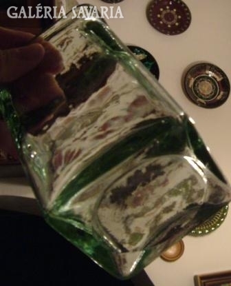Antique rectangular blown green glass