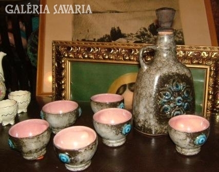 Strehla keramik: bottle with 6 glasses set