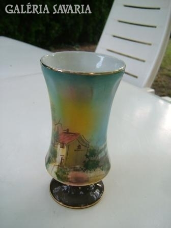 Tájkép festmény vázán-  kézzel festett portugál váza