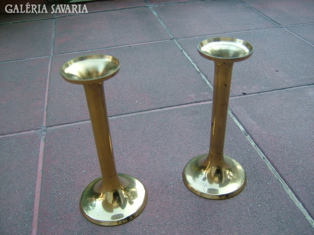 Eclectic table copper candle holder pair