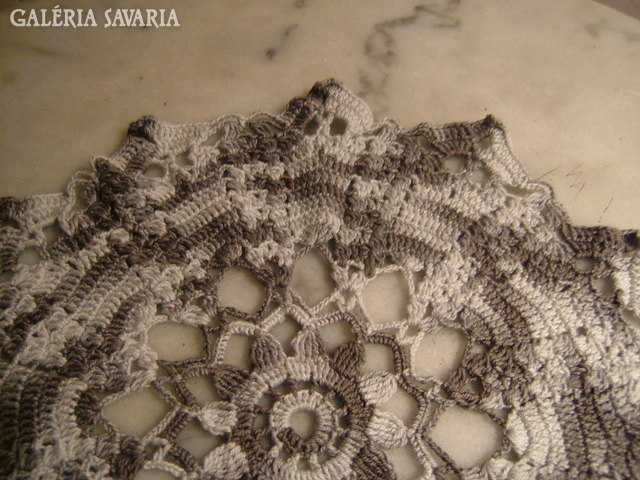 Hand crocheted gray - white - star-shaped - tablecloth