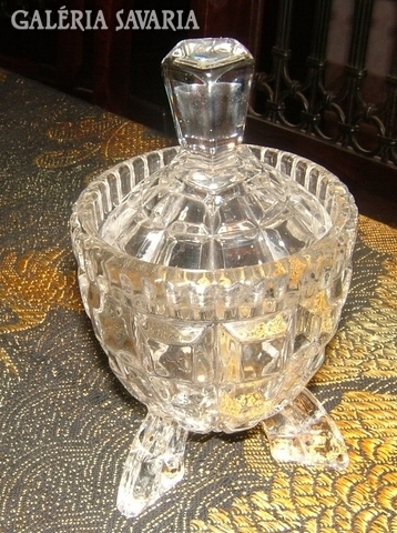 Antique footed glass bonbon box 15 cm high, diameter 8 cm