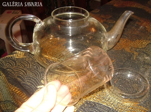 Antik 3 részből álló üveg kiöntő